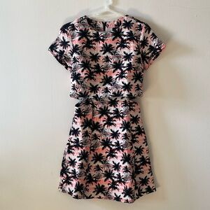Topshop Palm Pattern Jacquard Cutout Mini Dress Textured Tropical Y2K US0 XS